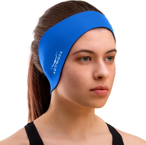 Miniatura 5 de AqtivAqua Diadema de natación para niños, adultos, hombres, mujeres, niños pequeños, tapones para los oídos (color: azul marino, tamaño: XL)