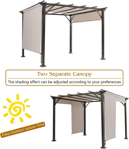 Miniatura 3 de Tangkula Estructura de sombra de patio al aire libre de 10 x 10 pies, pérgola de acero con persianas retráctiles, metal inoxidable para patio, patio