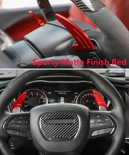 Miniatura 4 de Extensión de levas de cambio para Dodge Charger, Challenger - Cubiertas de levas de cambio de volante de aluminio billete compatibles con Dodge