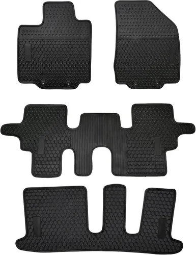 Alfombrillas de Coche a Medida para Infiniti QX60 2014-2020/Nissan Pathfinder 2013-2020/Infiniti JX35 2013 de 7 Pasajeros Goma Negra Protección Todo