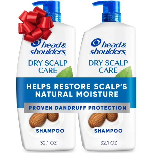 Head & Shoulders Champú anticaspa, Champú para cuidado del cuero cabelludo seco Paquete doble, 1% de piritiona de zinc y aceite de almendra para