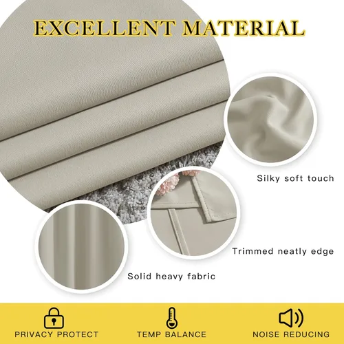 Miniatura 4 de NICETOWN - Tratamientos naturales para ventanas opacas para dormitorio - Cortinas térmicas con ojales para oscurecimiento de habitación, cortinas