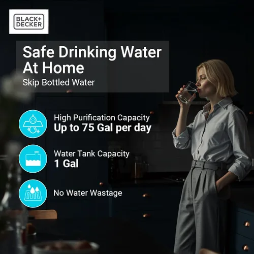 Miniatura 5 de BLACK+DECKER Filtro de agua RO+UV para encimera Agua caliente y ambiental Sistema de filtración de 5 etapas con remineralización Probado por