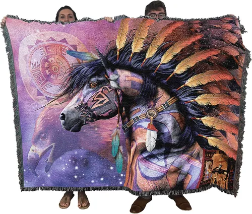 Miniatura 11 de Pure Country Weavers Manta con diseño de hermosas rubias de Robert Duncan, regalo para los amantes de los caballos, manta occidental tejida