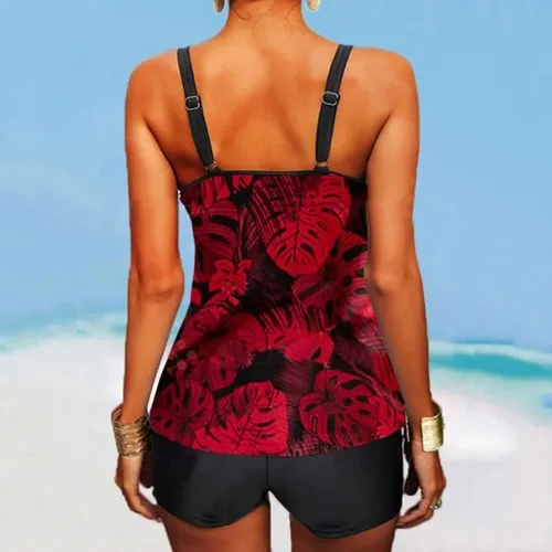 Miniatura 4 de Traje de baño tankini de talla grande para mujer, brasier acolchado push-up con relleno, conjunto de bikini para traje de baño, ropa de playa