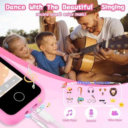 Miniatura 5 de Teléfonos inteligentes para niños, juguetes para niñas y niños de 3 a 8 años, juguetes de aprendizaje para niños pequeños con juegos educativos, Rosa