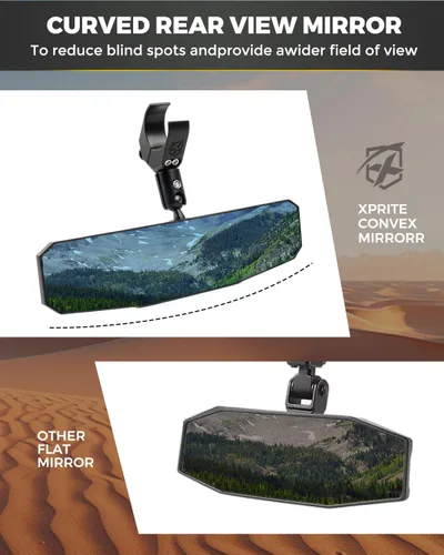 Miniatura 3 de Xprite Espejo retrovisor UTV de 13 pulgadas, espejo central SXS UTV con luces interiores, abrazadera de aluminio ajustable para montaje de 1.5 a 2