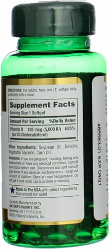 Miniatura 4 de Nature's Bounty, D 5000 Iu Softgels, 100 ct