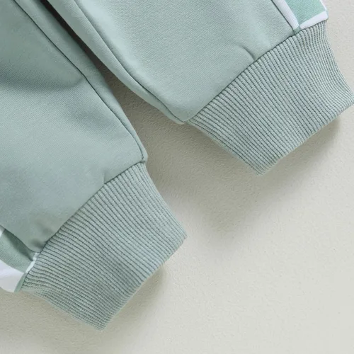 Miniatura 118 de Ropa de bebé niño 3 6 9 12 18 24M 3T Conjunto de pantalones con capucha patchwork sudadera con capucha pantalones de rayas traje de otoño invierno