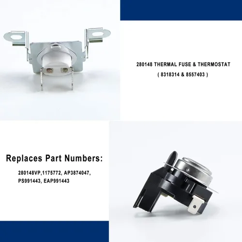 Miniatura 3 de El kit de corte térmico 280148 incluye termostato 8557403 y fusible térmico 8318314, sustituye a 280148VP 1175772 AP3874047 PS991443 EAP991443 por