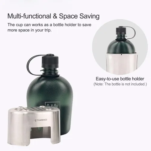 Miniatura 2 de HUIOP Soporte para tazas de cantina, soporte de taza de acero inoxidable, estufa de leña para acampar al aire libre, senderismo, picnic, barbacoa