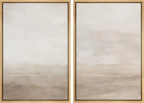 Miniatura 111 de SIGNWIN Lienzo enmarcado para pared, ilustraciones abstractas texturizadas en tonos beige terrosos, arte moderno, decorativo, contemporáneo