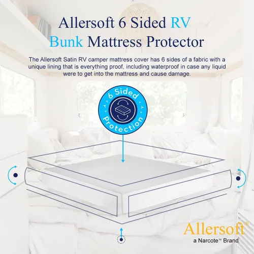 Miniatura 8 de Protector de colchón RV con cremallera de 6 caras con cierre seguro para tamaño matrimonial de 53 x 75 pulgadas. Crea un sello natural alrededor
