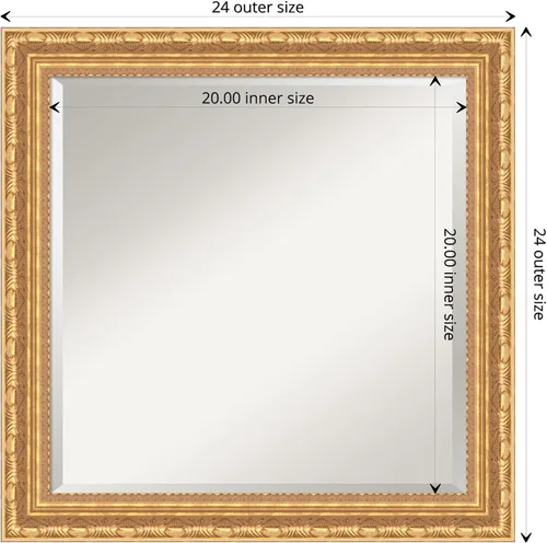 Miniatura 4 de Amanti Art Espejo de baño dorado para sobre el fregadero, espejo cuadrado dorado Versalles de 24 x 24 pulgadas, marco de madera tradicional mediano