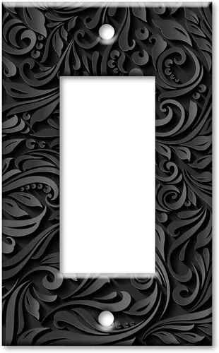Miniatura 11 de Art Plates - Placa de interruptor basculante de doble banda (Rocker - GFCI) - Placa de pared - Estampado floral negro - Hecho en Estados Unidos