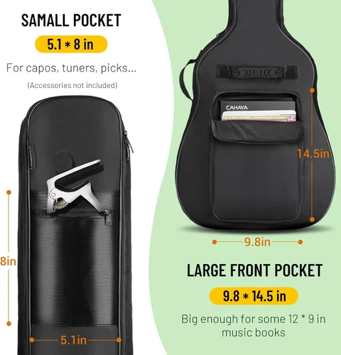 Miniatura 4 de CAHAYA Funda para Guitarra Acústica con Acolchado de 0.35 Pulgadas de Grosor para Guitarras Acústicas de 40 41 42 Pulgadas Impermeable con Correa
