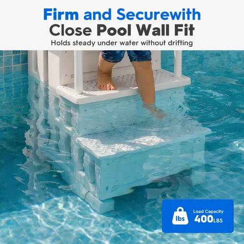 Miniatura 9 de XtremepowerUS Escalera de piscina sobre el suelo y sistema de 4 escalones con pasamanos, escalera de entrada resistente para acceso de terraza a