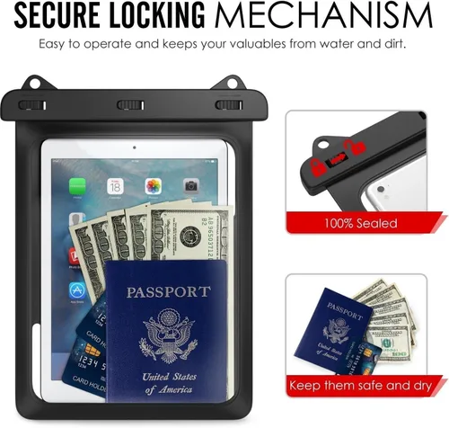 Miniatura 3 de AICase Universal iPad impermeable, bolsa seca para iPad Pro 10.5, nuevo iPad 9.7 2017/2018, iPad Pro 9.7, iPad Air/Air 2, tabletas de hasta 11.5 5