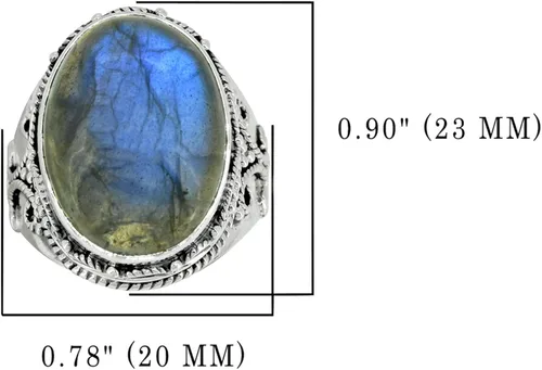 Miniatura 7 de YoTreasure Anillo de labradorita en negrita de 0.591 x 0.787in, plata de ley 925, joyería de piedras preciosas, Metal Piedra preciosa Metal