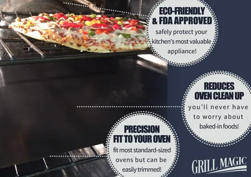 Miniatura 7 de Grill Magic - Juego de 3 forros antiadherentes para horno eléctrico para la parte inferior del horno eléctrico, alfombrilla gruesa de fibra
