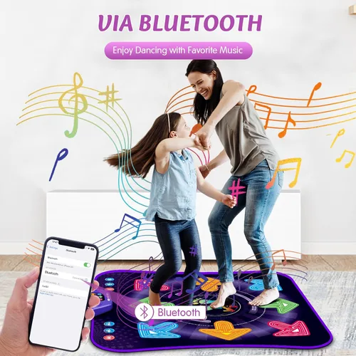 Miniatura 5 de Juguetes de alfombrilla de baile para niñas y niños de 3 a 12 años, alfombrillas de baile con 8 botones iluminados y Bluetooth inalámbrico, juguete