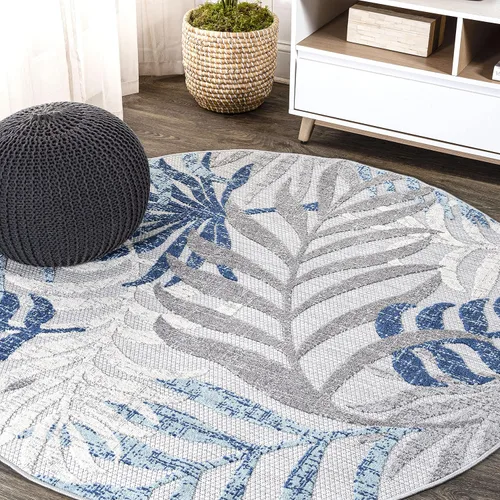 Miniatura 16 de JONATHAN Y Tropics Palm Leaves Indoor Outdoor Runner Rug 2X8 Cream/Dark Blue, Boho for Backyard, Patio, Porch, Easy-Cleaning, High Traffic