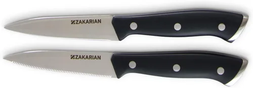 Zakarian by Dash - Juego de 2 cuchillos de pelar de acero alemán de grado chef con cuchillas lisas y dentadas para picar, cortar en cubitos, picar,