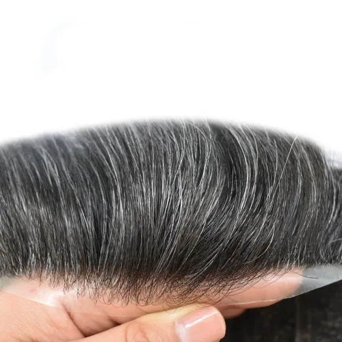 Miniatura 3 de Sistema de cabello para hombre Cabello humano suizo encaje tupé para hombres Piezas de pelo Toupee para hombres Sistema de reemplazo de cabello