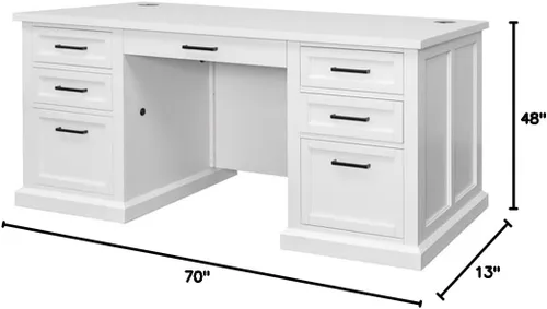 Miniatura 3 de Escritorio ejecutivo moderno de madera para oficina, totalmente montado, color blanco