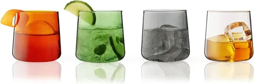 Miniatura 7 de Viski Aurora Tumblers - Copas de vino de colores, divertidas copas de cóctel teñidas en transparente, gris, verde y ámbar, aptas para lavavajillas