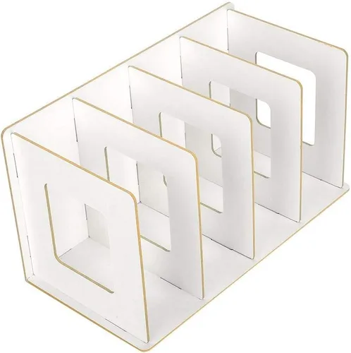 Fdit Estantería de escritorio de madera Estantería de almacenamiento para organizador de oficina en casa y escuela (blanco cálido)
