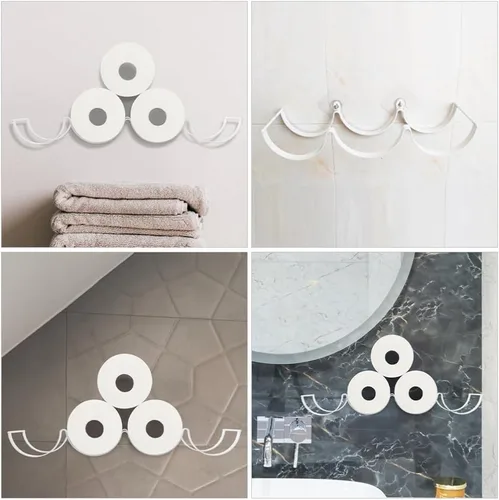 Miniatura 8 de STOBAZA Soporte de papel higiénico en forma de onda, soporte de pared, estante de pañuelos de 14.76 x 4.33 x 2.95 pulgadas, organizador de baño