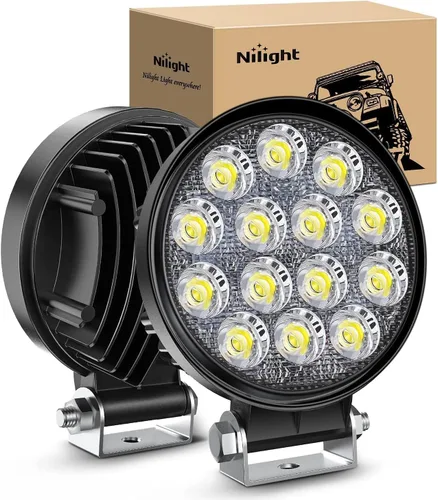 Nilight Cápsulas LED de 4.5 pulgadas, 42 W, 4200 LM, luz de inundación redonda, luces todoterreno, luces antiniebla, techo de conducción, luz de LED
