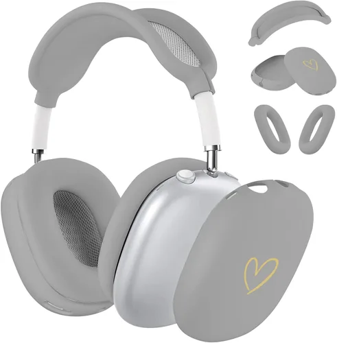 Miniatura 18 de Funda para AirPods Max, silicona suave antiarañazos con patrón de corazón dorado para auriculares Apple AirPods Max (negro)