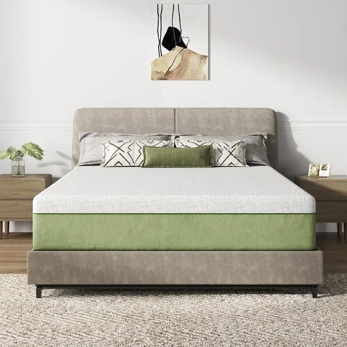 Miniatura 11 de Colchón para sofá cama de 4 pulgadas, repuesto de espuma viscoelástica de gel con funda de patrón geométrico transpirable lavable, soporte
