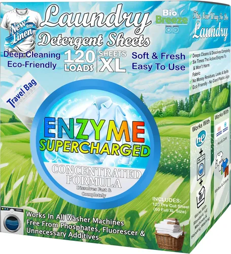 Miniatura 18 de Hojas de detergente ecológico para ropa (120 hojas grandes), a base de plantas, biodegradables para lavar a máquina, sin líquidos, sin plástico