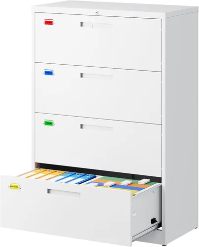 Miniatura 21 de PEUKC Archivador de 2 cajones, archivadores laterales para oficina en casa, cajones de almacenamiento de oficina con cerradura, archivos colgantes