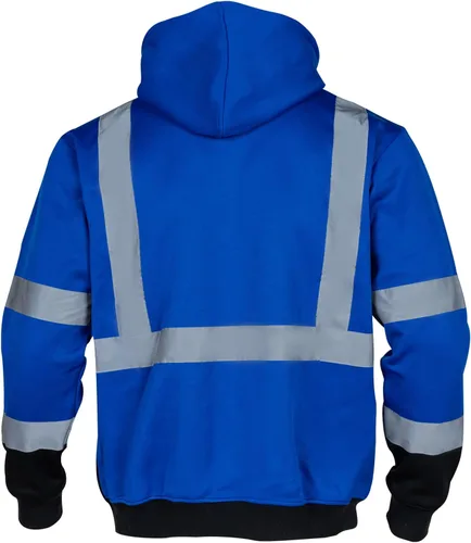 Miniatura 3 de VENDACE Sudadera de forro polar reflectante de alta visibilidad ANSI Clase 1 con capucha desmontable para hombres (Azul real, L)