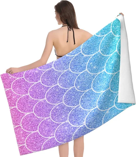 Miniatura 2 de Beautiful Fish Scales - Toalla de playa de microfibra de secado rápido para adultos y niños, toallas de natación suaves y cómodas para exteriores