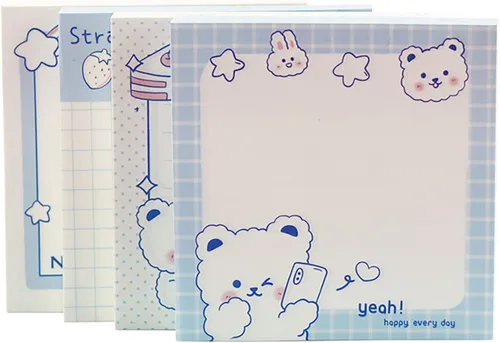 Miniatura 8 de 4 paquetes de notas adhesivas bonitas Notas adhesivas kawaii para memos, 3.1x3.1 pulgadas, notas adhesivas coloridas con frutas para niñas