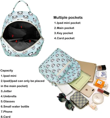 Miniatura 4 de Linda mochila mini de 10 pulgadas para niños y adultos, Panda, 40 ES