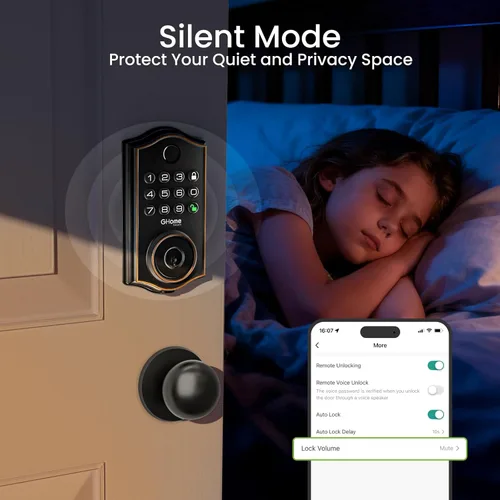 Miniatura 7 de GHome Smart Cerrojo de Seguridad, Cerradura de Puerta sin Llave con Código de Huella Dactilar para Puerta Delantera, Bloqueo Automático, Control por