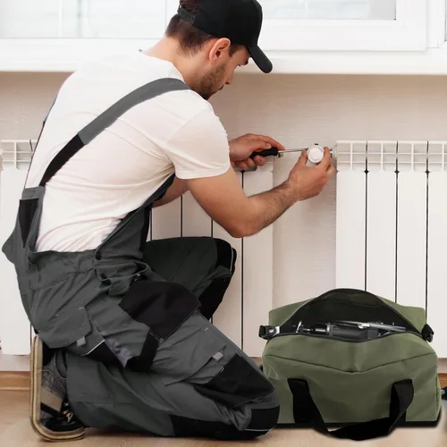 Miniatura 5 de Bolsa de herramientas pequeña, bolsa organizadora de herramientas de boca ancha con parte superior cerrada, bolsas de herramientas de gran capacidad