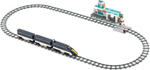 Miniatura 6 de Block Builder Juego de bloques de construcción con control remoto de tren de alta velocidad con estación de tren completo (1532 piezas). Bloques