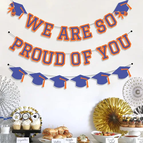 Miniatura 3 de Letrero con texto en inglés «We Are So Proud Of You», decoración para fiesta de graduación, guirnalda de tapa de felicitaciones, letrero de pared