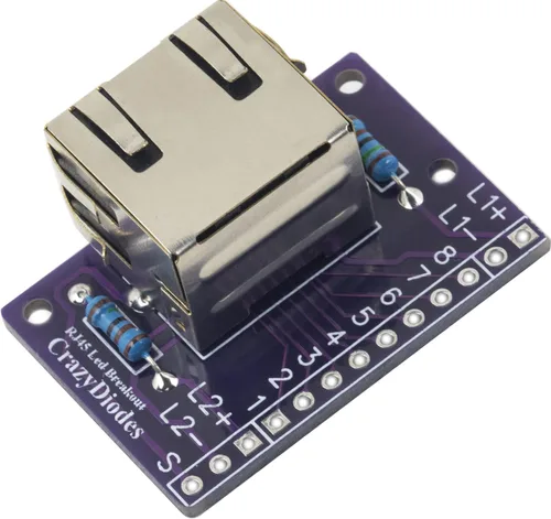 Miniatura 4 de whiteeeen 4pcs RJ45 Breakout Board con luces LED y 2 tipos de cabezales de pin macho (ángulo recto y derecho)