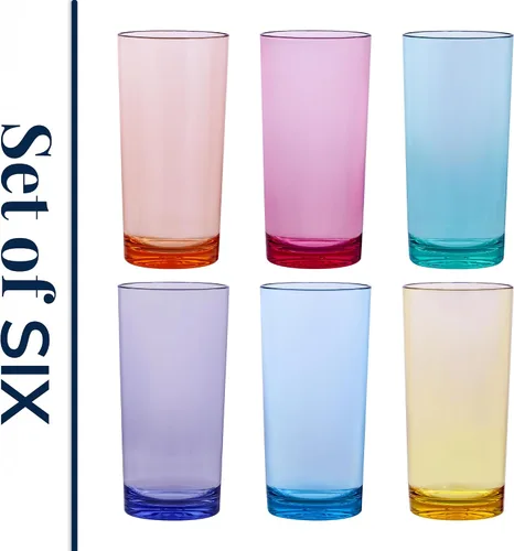 Miniatura 8 de Vasos de plástico reutilizables US Acrylic Classic (juego de 6) de 24 onzas, tazas de té helado de colores surtidos Vasos sin BPA, fabricados