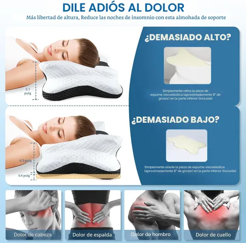 Miniatura 3 de CHxxy Almohadas de espuma viscoelástica, almohada cervical para aliviar el dolor de cuello y hombros, almohada ergonómica de contorno de cama, suave