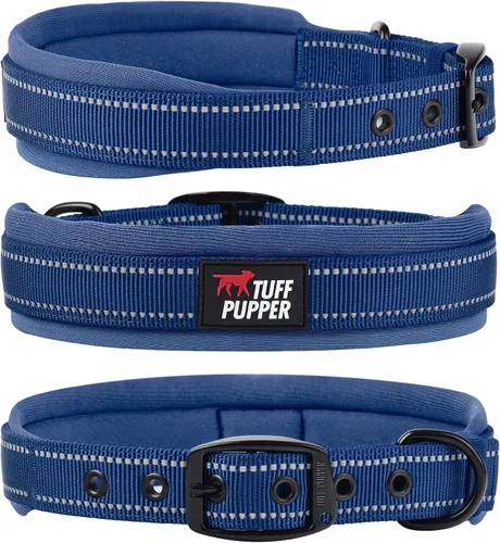 Miniatura 11 de Tuff Pupper Collar de perro acolchado ultra cómodo Acolchado grueso de neopreno Collar de perro con correa de nailon balístico con costuras