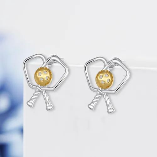 Miniatura 3 de Aretes de béisbolpickleballbaloncestovoleibolsofbolfútbolbolos S925 de plata esterlina, aretes deportivos para mujeres, joyería deportiva, regalos